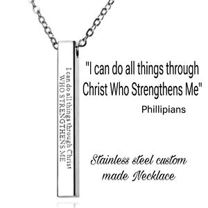 I CAN DO ALL THINGS THROUGH CHRIST NECKLACE Silver Stainless steel NEVER…
